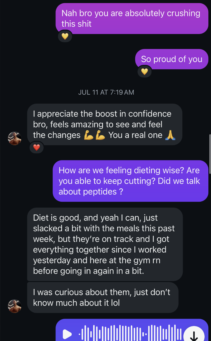 Before and after transformation photos of Client 9, a 1:1 coaching client