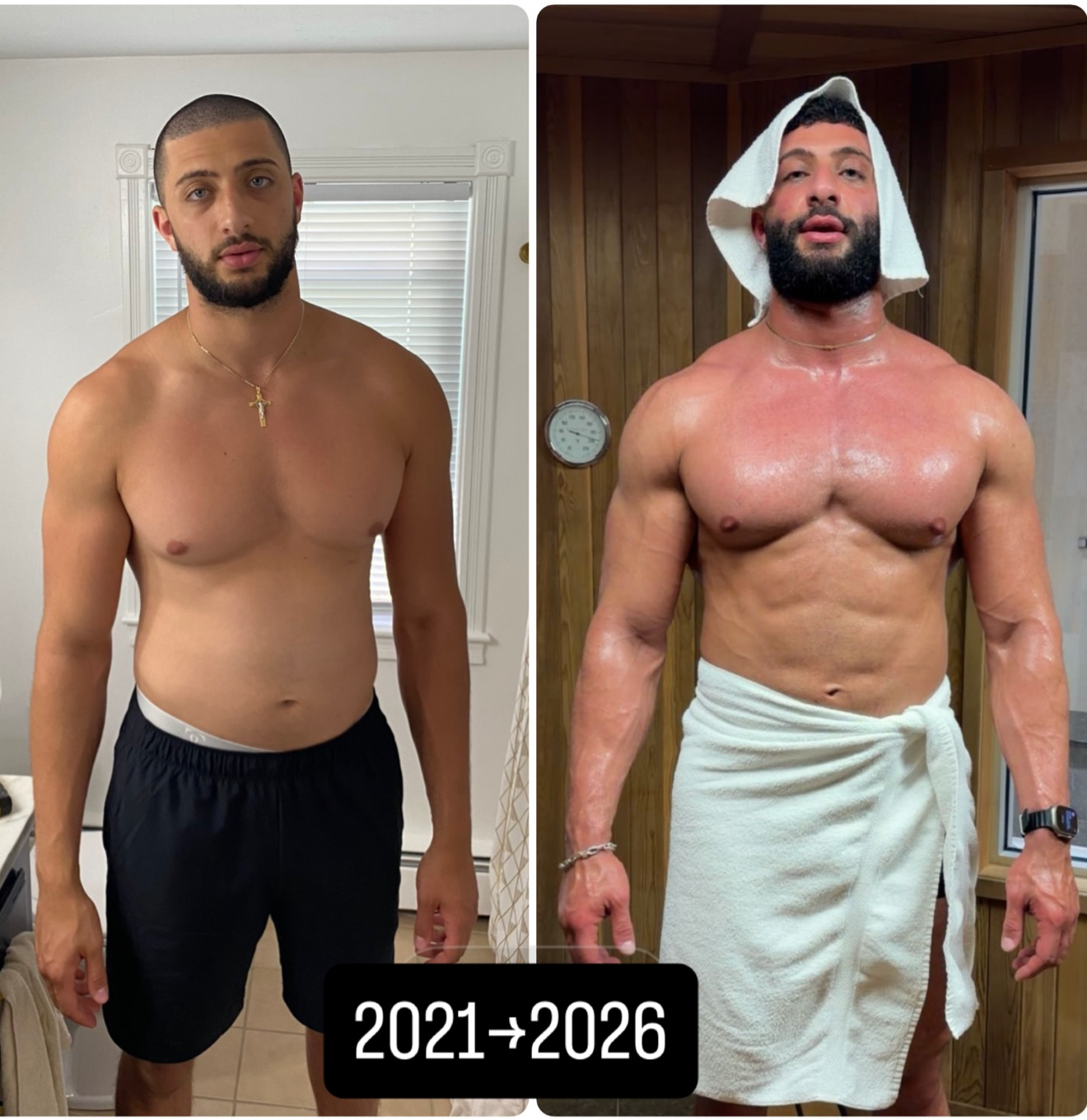 Before and after transformation photos of Client 3, a 1:1 coaching client
